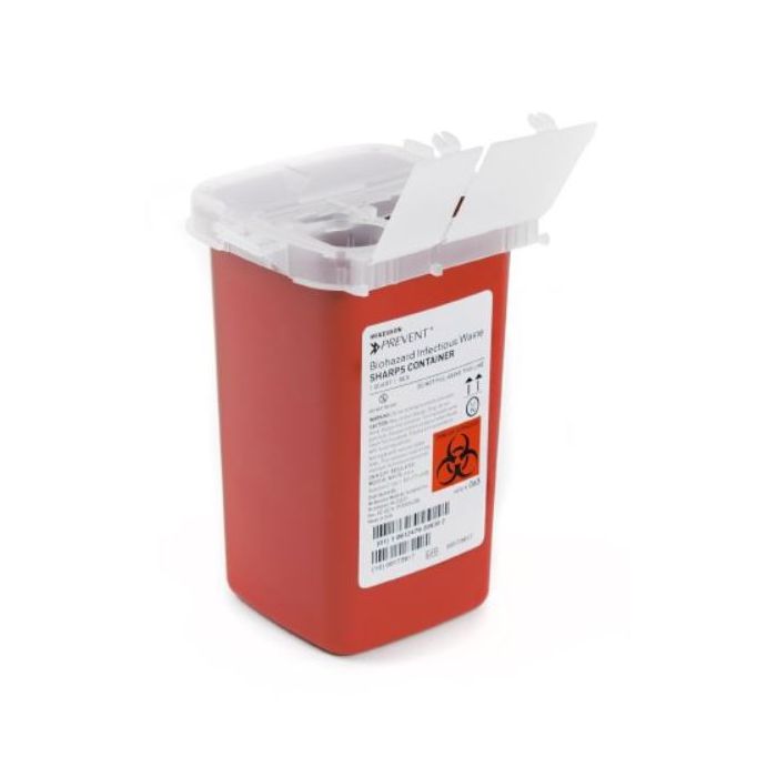 1 Quart Red Container - Locking Hinged Lid - Phlebotomy Sharps Containers