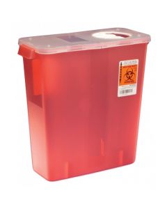 3 Gallon Translucent Red Container -  Locking Hinged, Rotor Lid