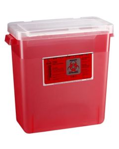 3 Gallon Translucent Red Phlebotomy Container - Locking Vertical Lid