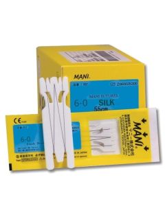 Suture 6-0, silk 45cm - 3/8 curve with reverse cut - Single-armed